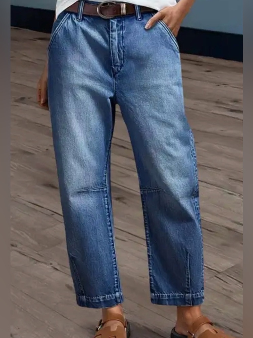 Flamingals Barrel Leg Crop Jeans